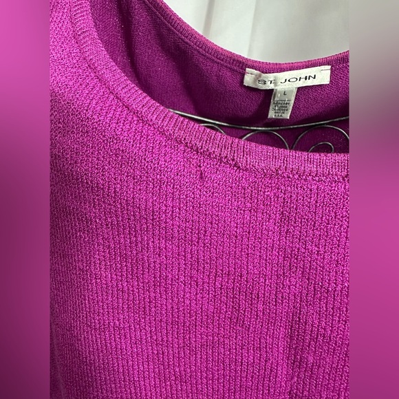 St John Magenta pink santana knit tank top size L - Picture 2 of 9